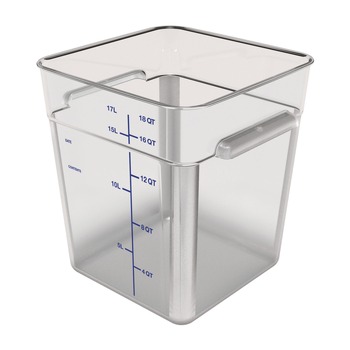Carlisle 1195507 11.13 in. x 11.13 in. x 12.58 in. 18 qt. Squares Polycarbonate Food Storage Container - Clear
