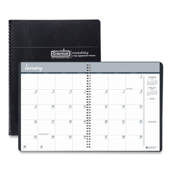 House of Doolittle 11 in. x 8.5 in. 24-Month (Jan 2026-Dec 2027) Recycled Ruled Monthly Planner - Black Cover