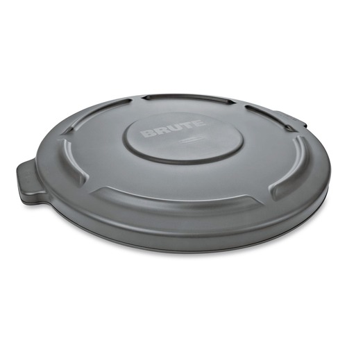 Trash & Waste Bins | Rubbermaid Commercial FG261960GRAY 19.88 in. BRUTE Self-Draining Flat Top Lids for 20 gal. Round BRUTE Containers - Gray image number 0