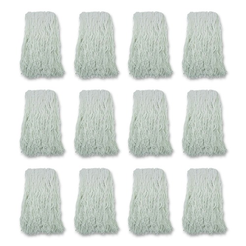 Mops | Boardwalk BWKRM03024S Banded Rayon 24 oz. Cut-End Mop Heads - White (12/Carton) image number 0