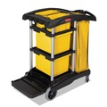 Cleaning Carts | Rubbermaid Commercial FG9T7200BLA High Capacity Cleaning Cart - Black image number 3