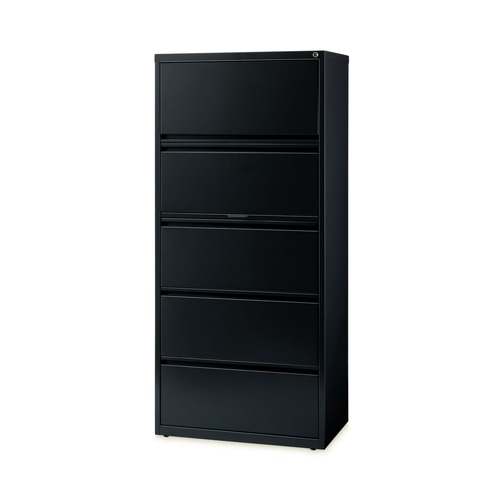 Office Filing Cabinets & Shelves | Alera 26144 30 in. x 18.62 in. x 67.62 in. Five Legal/Letter/A4-Size File Drawers Lateral File Cabinet - Black image number 0