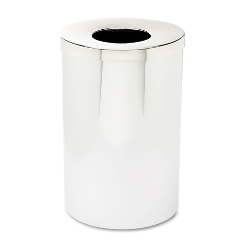 Trash & Waste Bins | Safco 9695 Reflections Open-Top Receptacle, Round, Steel, 35gal, Chrome/black image number 0