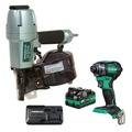 Coil Nailers | Metabo HPT KNV65AH2M Pneumatic Siding Nailer and 18V Impact Driver Pro Bundle Kit (5 Ah) image number 0