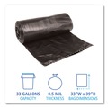 Trash Bags | Boardwalk H6639MKKR01 33 in. x 39 in. 33 gal. 0.5 mil Low-Density Waste Can Liners - Black (200/Carton) image number 3
