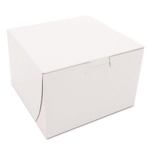 Food Trays, Containers, and Lids | SCT SCH 0909 6 in. x 6 in. x 4 in. Non-Window Paper Bakery Boxes - White (250/Bundle) image number 0
