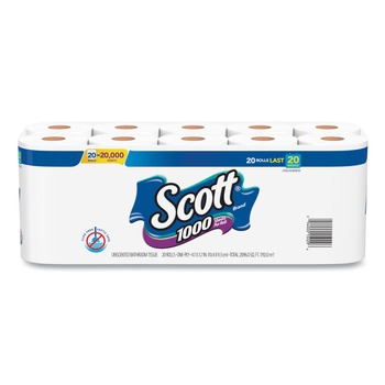 Scott 1000 1 Ply Septic Safe Bathroom Tissue - White (20/Pack)