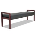 Labor Day Sale! Save $30 off $199! | Alera ALERL2419M Reception Lounge WL Series 65.75 in. x 22.25 in. x 22.88 in. 3-Seat Bench - Black Seat, Mahogany Base image number 0