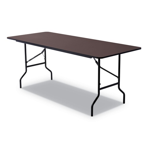 Office Jansan | Iceberg 55324 72 in. x 30 in. x 29 in. OfficeWorks Classic Wood-Laminate Rectangular Folding Table with Curved Legs - Walnut image number 0