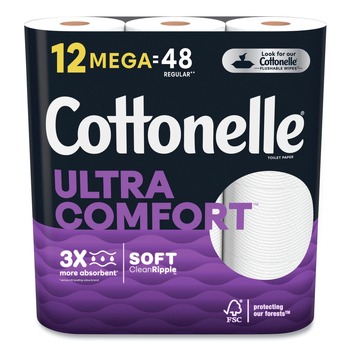 Cottonelle Ultra ComfortCare 2-Ply Septic Safe Mega Rolls Soft Tissue Toilet Paper - White (48/Carton)