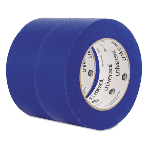Tapes | Universal UNVPT14049 48 mm x 54.8 m, 3 in. Core, Premium Masking Tape with UV Resistance - Blue (2/Pack) image number 0