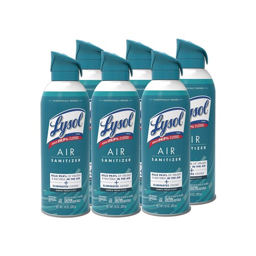 Cleaning & Janitorial Supplies | LYSOL Brand 19200-99350 10 oz Aerosol Air Sanitizer Spray - Simple Fresh (6/Carton) image number 0