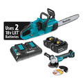 Outdoor Tools and Equipment | Makita XCU03PTX1 18V X2 (36V) LXT Brushless Lithium-Ion 14 in. Cordless Chain Saw / Angle Grinder Combo Kit with 2 Batteries (5 Ah) image number 0