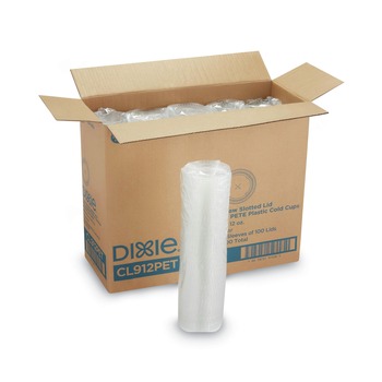 Dixie CL912PET Plastic Cold Drink Cup Lids Fits 9 oz. to 12 oz. Cold Cups - Clear (1000/Carton)