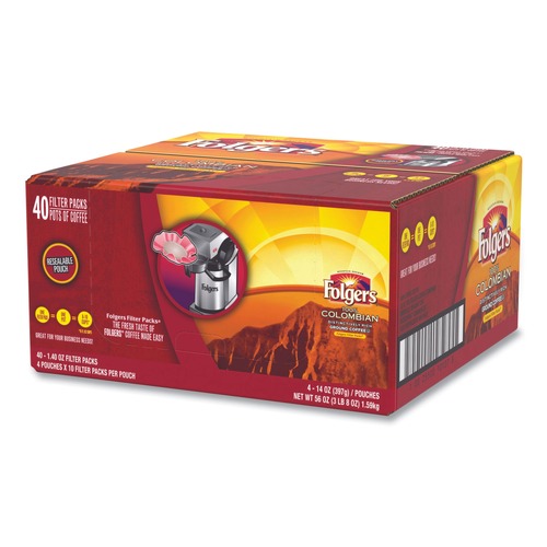 Coffee Machines | Folgers 2550010107 100% Colombian 1.4 oz. Coffee Filter Packs (40-Piece/Carton) image number 0