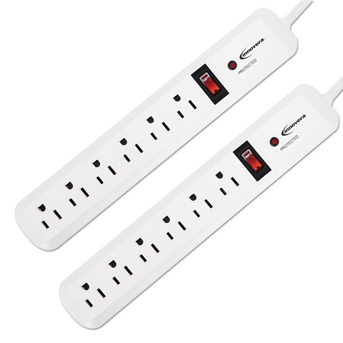  | Innovera IVR71653 6 AC Outlets 4 ft. Cord 540 Joules Surge Protector - White (2/Pack) image number 0