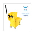 Mop Buckets | Boardwalk 3485205 8.75 gal. Pro-Pac Side-Squeeze Wringer/Bucket Combo - Yellow/Silver image number 4