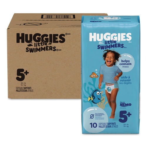 Cleaning & Janitorial Supplies | Huggies 18345 32 lbs. and Up Little Swimmers - Size 5-6/Blue (8/Carton) image number 0