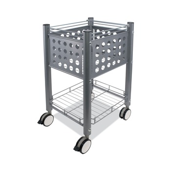 Vertiflex 13.75 in. x 15.5 in. x 26.25 in. 1 Shelf 1 Bin Metal Sidekick File Cart - Matte Gray