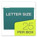File Folders | Pendaflex 81614 1/5-Cut Tabs Letter Size Colored Hanging Folders - Teal (25/Box) image number 4