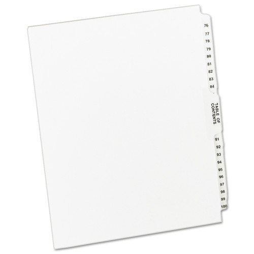  | Avery 11397 11 in. x 8.5 in. 26-Tab Preprinted Legal Exhibit Side 76 to 100 Tab Index Dividers - White (1-Set) image number 0