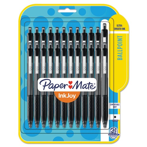 Pens | Paper Mate 1945925 InkJoy 300 RT Medium 1 millimeter Retractable Ballpoint Pen - Black Ink/Barrel (24/Pack) image number 0