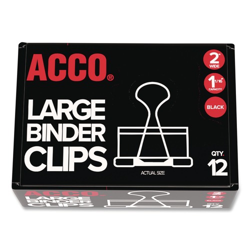 Office Jansan | ACCO A7072100B Large Binder Clips - Black/Silver (1-Dozen) image number 0