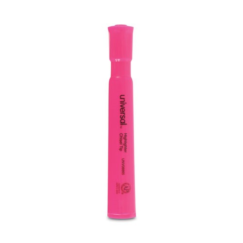  | Universal UNV08865 Fluorescent Ink Chisel Tip, Desk Highlighters - Pink (1 Dozen) image number 0
