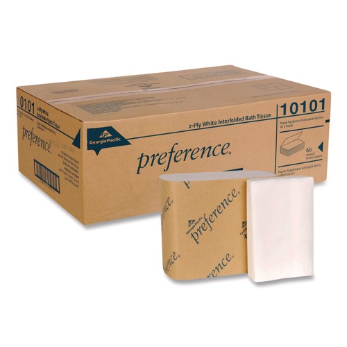 Toilet Paper | Georgia Pacific Professional 10101 Singlefold Septic Safe 1 Ply Interfolded Bathroom Tissues - White (24000/Carton) image number 0