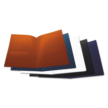 Universal UNV20545 11 in. x 8-1/2 in. Two-Pocket Plastic Folders - Assorted Colors (10/Pack)