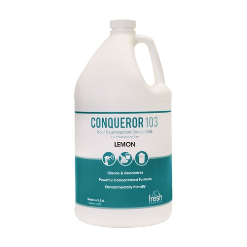 Cleaning & Janitorial Supplies | Fresh Products 103G-F-000I004M-22 1 gal. Conqueror 103 Odor Counteractant Concentrate - Lemon (4/Carton) image number 0