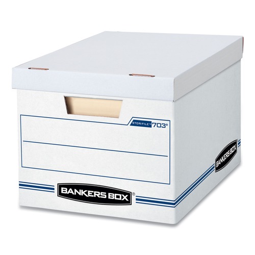 Office Jansan | Bankers Box 00703 Lift-Off Lid Stor/File Storage Box - Letter/legal, White/Blue (12/Carton) image number 0