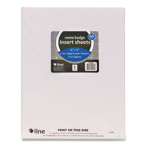  | C-Line 92443 4 in. x 3 in. Name Badge Inserts - White (60/Pack) image number 0