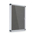 Bulletin Boards | MasterVision VT630103690 Slim-Line 28 in. x 38 in. Enclosed Fabric One Door Bulletin Board - Gray image number 1