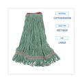 Mops | Boardwalk BWK503GNNB Premium Standard Cotton/Rayon Fiber Mop Head - Large, Green (12/Carton) image number 4