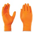 Disposable Gloves | Ammex GWON44100 8 mil Heavy-Duty Industrial Powder-Free Nitrile Gloves - Medium, Orange (1000/Carton) image number 3