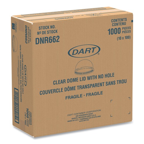 Labor Day Sale! Save $30 off $199! | Dart DNR662 No Hole Plastic Dome Lid Fits 9 oz to 22 oz. Cups - Clear (1000/Carton) image number 0