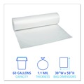 Cleaning & Janitorial Supplies | Boardwalk X7658SCKR01 38 in. x 58 in. 1.1 mil 60 gal. Recycled Low-Density Polyethylene Can Liners - Clear (100/Carton) image number 4