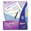Office Jansan | Avery 16177 Write and Erase 11.13 in. x 9.25 in. 8-Tab 3-Hole Punched Durable Plastic Dividers with Slash Pocket - Assorted (1-Set) image number 0