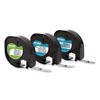 DYMO LetraTag 0.5 in. x 13 ft. Paper/Plastic Label Tape Value Pack - Assorted (3/Pack)