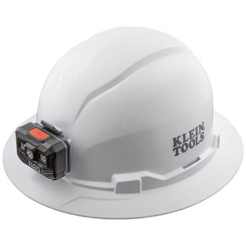 HARD HATS | Klein Tools 60406RL Non-Vented Full Brim Hard Hat with Rechargeable Headlamp - White