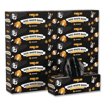 Furloo FLO210 8 in. x 13 in. Open-Face Commercial Grade Dog Waste Station Refill Bags - Black (2000/Carton)