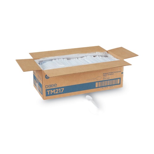  | Dixie TM217 Heavy Mediumweight Plastic Cutlery Teaspoons - White (1000/Carton) image number 0