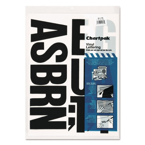 Bulk Savings Pricing 1 | Chartpak 01175 4 in. H Self Adhesive Press-On Vinyl Uppercase Letters - Black (58/Pack) image number 0