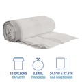 Trash Bags | Boardwalk BWK1DK100 13 Gallon 0.8 mil. Drawstring Kitchen Bags - White (50 Bags/Roll, 2 Rolls/Carton) image number 3