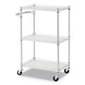 Cleaning Carts | Alera ALESW322416SR 24 in. x 16 in. x 39 in. 500 lbs. Capacity 3-Shelf Wire Cart with Liners - Silver image number 2