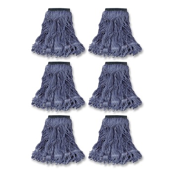 Rubbermaid Commercial Swinger Loop Medium Cotton/Synthetic Wet Mop Head - Blue (6/Carton)