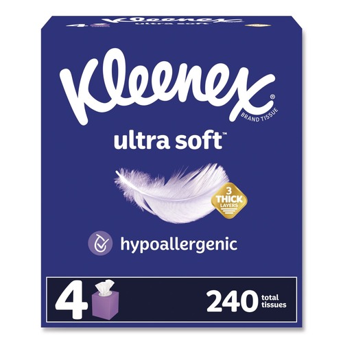 Paper Towels and Napkins | Kleenex 54308 Ultra Soft 3-Ply Facial Tissue - White (12/Carton) image number 0