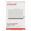 Office Jansan | Universal UNV10297 3 Dividers 8 Fasteners 8-Section 3 in. Expansion Pressboard Classification Folders - Legal Size, Gray Exterior (10/Box) image number 1