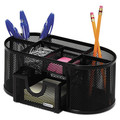 Mothers Day Sale! Save an Extra 10% off your order | Rolodex 1746466 9.38 in. x 4.5 in. x 4 in. 4 Compartments Steel Mesh Oval Pencil Cup Organizer - Black image number 2